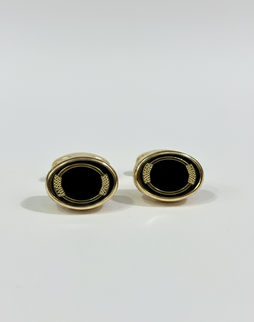 Classic Black and Gold Cufflinks for Men | Luxury Formal Wear