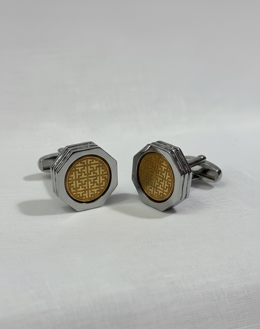Luxury Gold & Silver Hexagonal Cufflinks for Men