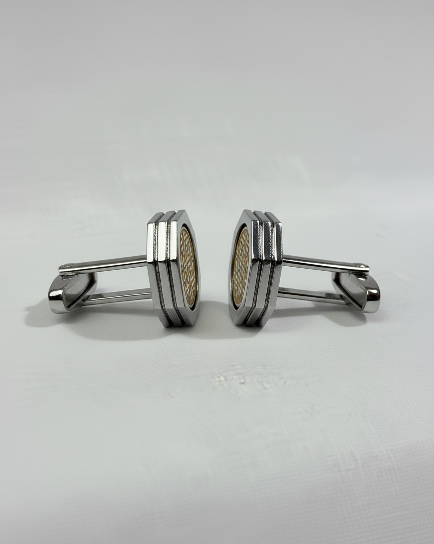 Luxury Gold & Silver Hexagonal Cufflinks for Men