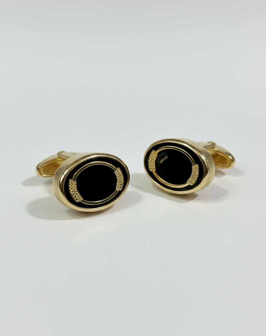Classic Black and Gold Cufflinks for Men | Luxury Formal Wear
