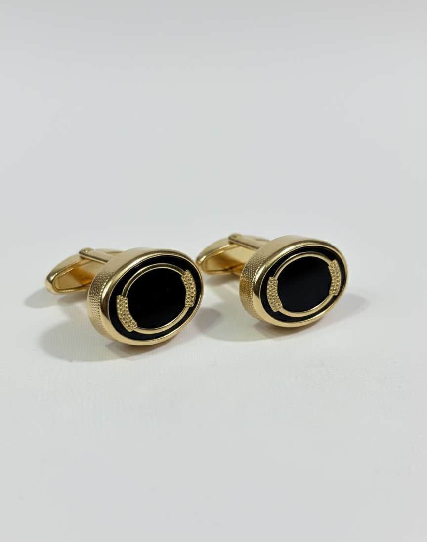 Classic Black and Gold Cufflinks for Men | Luxury Formal Wear