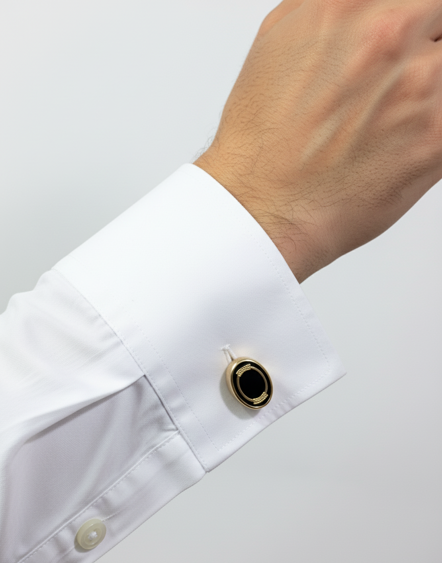 Classic Black and Gold Cufflinks for Men | Luxury Formal Wear