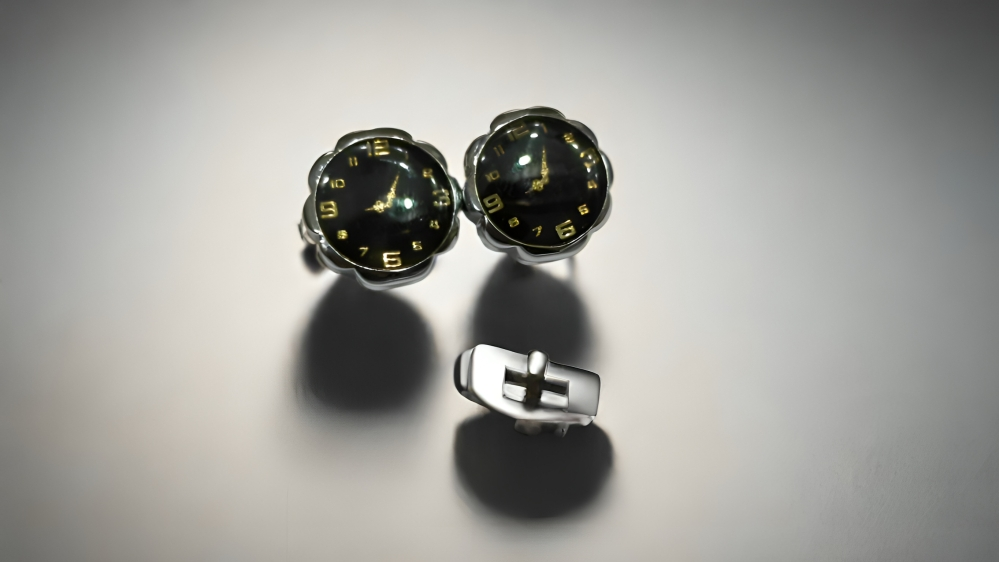 TFE Exclusive | Elegant Black & Gold Watch Style Cufflinks