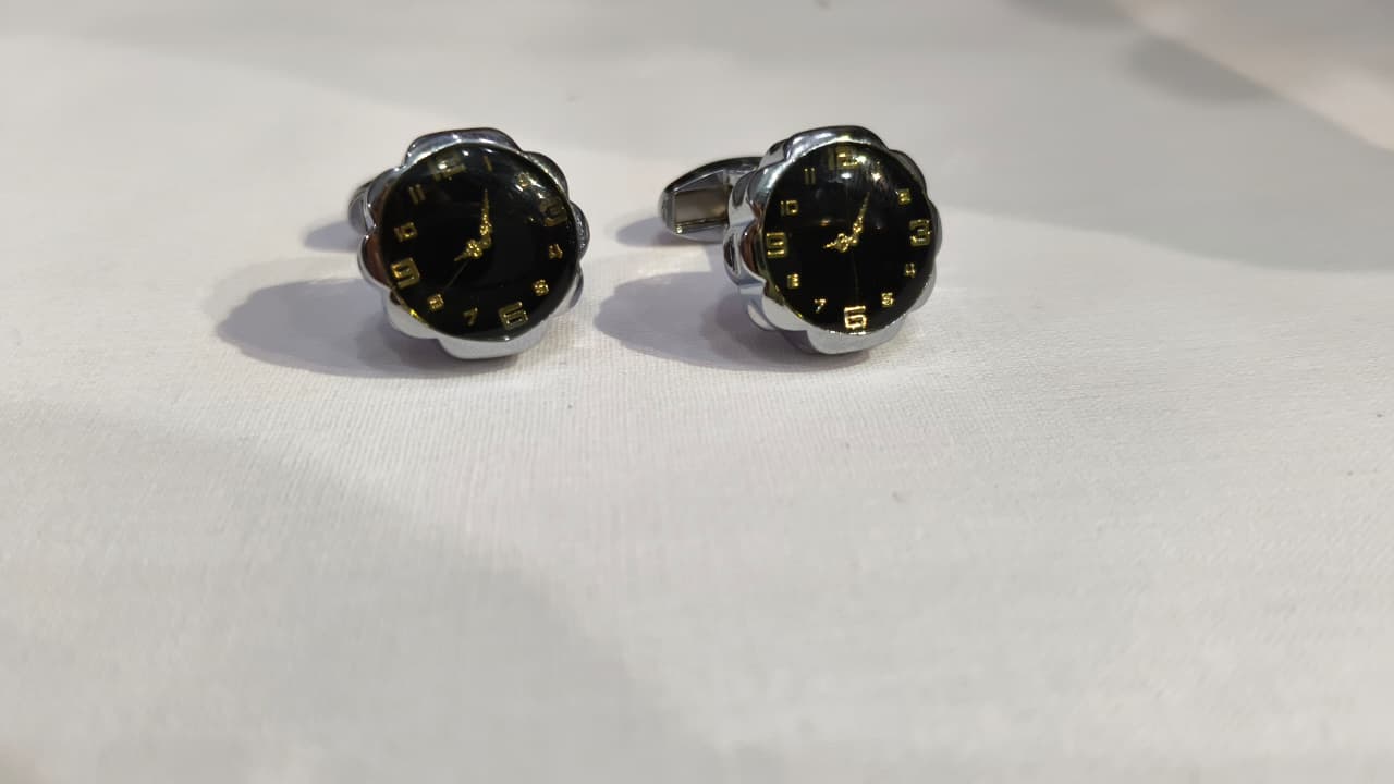 TFE Exclusive | Elegant Black & Gold Watch Style Cufflinks